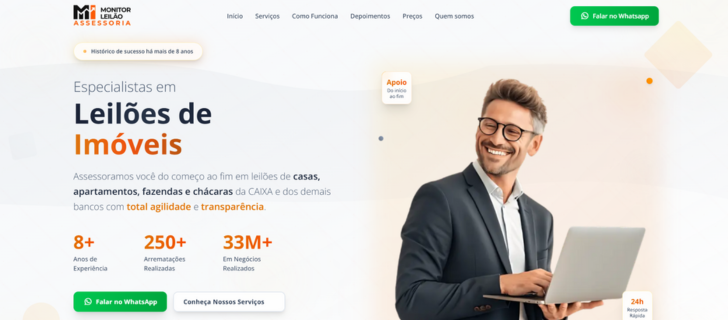 Captura de tela do site de assessoria para montar sites com design profissional e moderno